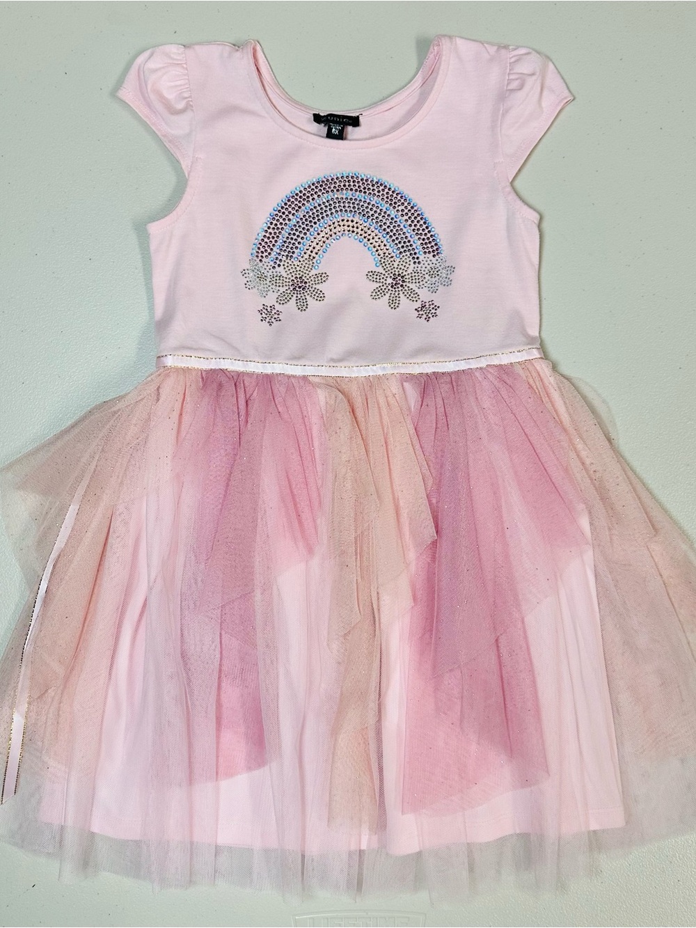 Zunie Pink Tulle Rainbow Glitter Dress